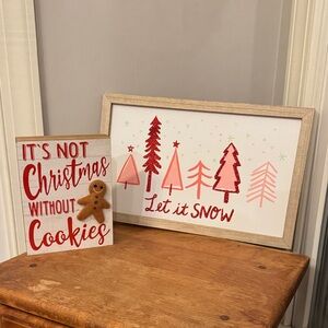Festive Holiday Sign Set - Red and White
